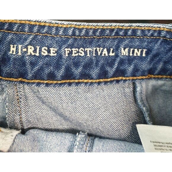 American Eagle Women's Patchwork Denim Mini Skirt Hi Rise Festival Size 4 NWOT - Picture 7 of 8